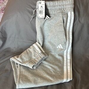 adidas Gray Jogger Sweatpants with White Side Stripes